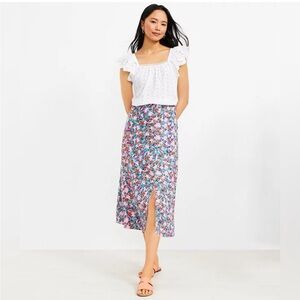 Loft midi floral petite skirt